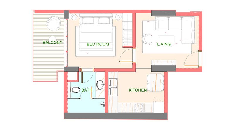 Playa Viva Al Marjan Island 1 BR Apartment Floor Plan Playa Viva Al Marjan Island 1 BR Apartment Floor Plan