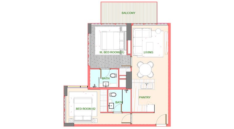 Playa Viva Al Marjan Island 2 BR Apartment Floor Plan Playa Viva Al Marjan Island 2 BR Apartment Floor Plan